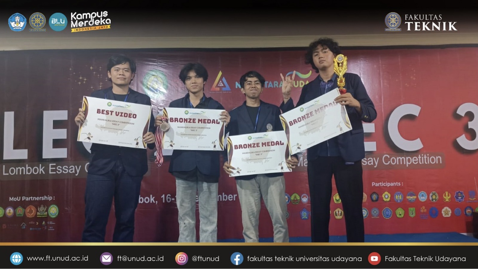 Keempat mahasiswa Program Studi Teknik Elektro berhasil meraih 3 Bronze Medals, 2 Favorit Poster, Best Video, dan The Most Favorite Poster.